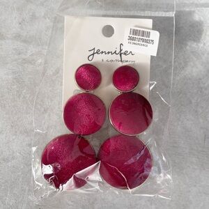 Jennifer & Company Pierced Earrings Dangle Long Pink Round NWT NEW
